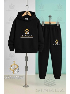 Çocuk Unısex Logo Alt Ikı Cızgı Baskılı Kapşonlu Eşofman Takımı