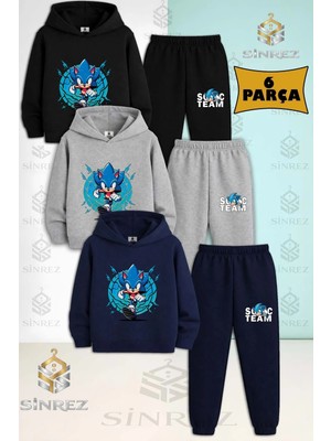 Çocuk Unısex Sonıc Mavı Tvl One Kosan 3lü Kapşonlu Eşofman Takımı