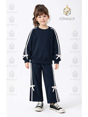 Sıfır Yaka Kurdele Detaylı Kız Cocuk Esorfman Takımı