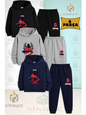 Çocuk Unısex Örümcekman Syh Karakter Aglı 3lu Kapşonlu Eşofman Takımı