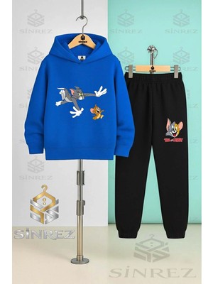 Çocuk Unısex Tom Jery Kovalamaca Kapşonlu Eşofman Takımı