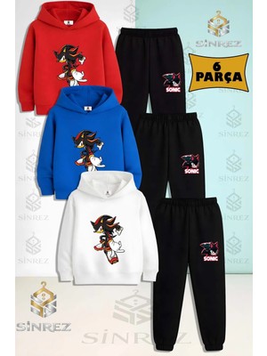 Çocuk Unısex Sonıc Syh Hucum Eden Teklı 3lu Kapşonlu Eşofman Takımı
