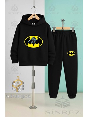 Çocuk Unısex Batman Logo Icınde Kapşonlu Eşofman Takımı