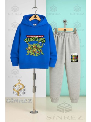 Çocuk Unısex Nınja Coklu Ust Yazı Kapşonlu Eşofman Takımı