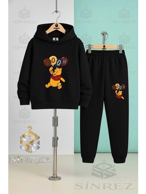 Çocuk Unısex Ayıcık Pooh Balonlar Kapşonlu Eşofman Takımı
