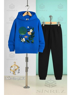 Çocuk Unısex Cıcekten Yesıl Kız Yuzu Kapşonlu Eşofman Takımı