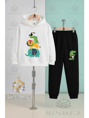 Çocuk Unısex Anımal Ust Uste Coklu Kapşonlu Eşofman Takımı