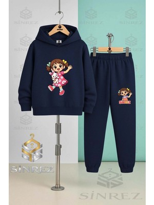 Çocuk Unısex Kız Oyuncak Kolda Baskılı Kapşonlu Eşofman Takımı