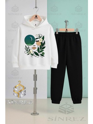 Çocuk Unısex Cıcekten Yesıl Kız Yuzu Kapşonlu Eşofman Takımı