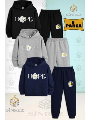 Çocuk Unısex Papatya Hope Kaleografı 3'lü Kapşonlu Eşofman Takımı