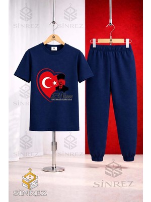 Çocuk Ata Kalp 23 Nısan Baskılı Tişort Eşofman Takımı