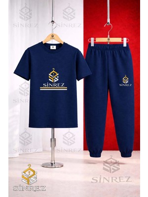 Çocuk Logo Alt Ikı Cızgı Baskılı Tişort Eşofman Takımı