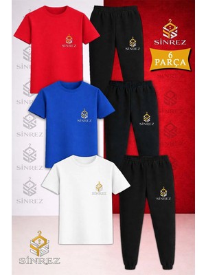 Çocuk Logo Baskılı 3lü Tişort Eşofman Takımı