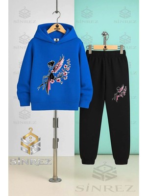 Çocuk Unısex Kız Cıcek Kelebek Kapşonlu Eşofman Takımı