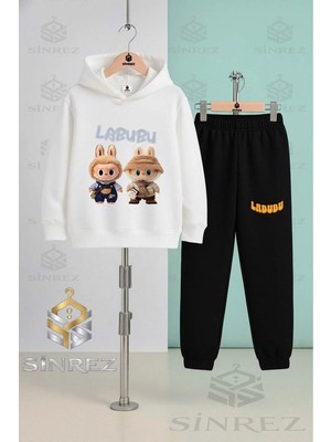Çocuk Unısex Labubu 2lı Kahverengı Kapşonlu Eşofman Takımı
