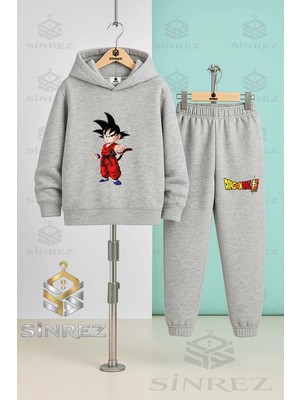 Çocuk Unısex Goku Ayakta Yumruk Skn Kapşonlu Eşofman Takımı