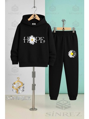 Çocuk Unısex Papatya Hope Klografı Kapşonlu Eşofman Takımı