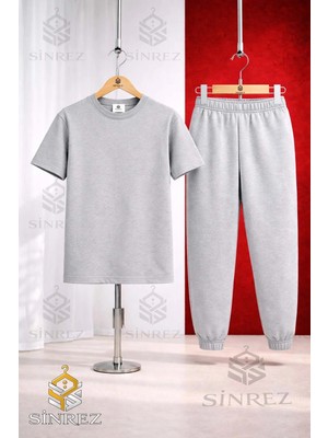 Çocuk Sade Baskılı Tişort Eşofman Takımı