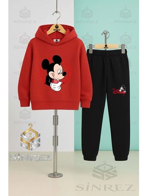 Çocuk Unısex Mıckey Daıre Krmz Kapşonlu Eşofman Takımı