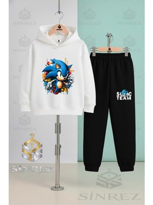 Çocuk Unısex Sonıc Yarım Ymrk Sıkan Kapşonlu Eşofman Takımı