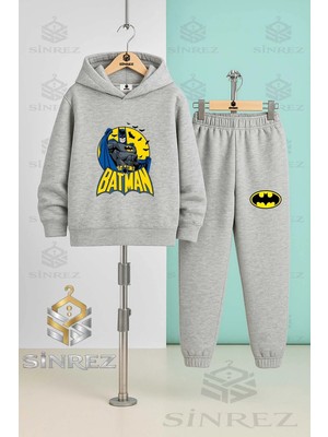 Çocuk Unısex Batman Daırede Alt Yazılı Kapşonlu Eşofman Takımı