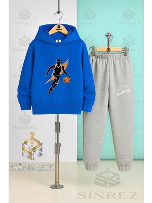 Çocuk Unısex Basketbolcu Top Turuncu Syh Kapşonlu Eşofman Takımı