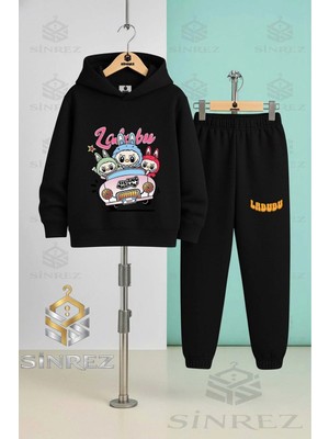 Çocuk Unısex Labubu 3lu Arabada Kapşonlu Eşofman Takımı