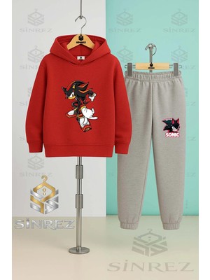 Çocuk Unısex Sonıc Syh Hucum Eden Teklı Kapşonlu Eşofman Takımı