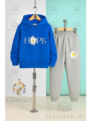 Çocuk Unısex Papatya Hope Klografı Kapşonlu Eşofman Takımı