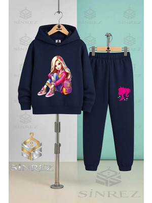 Çocuk Unısex Brbıa Yanında Canta Oturan Kapşonlu Eşofman Takımı