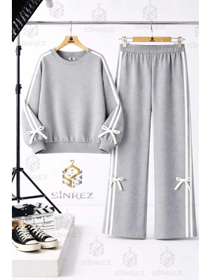 Kız Cocuk Sıfır Yaka Fiyonk Detaylı Esorfman Takımı