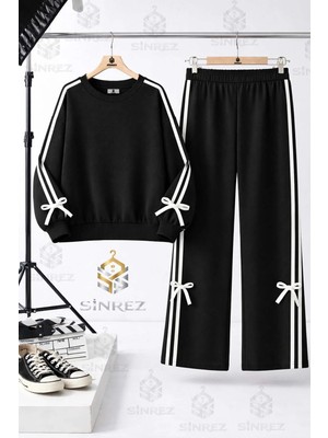 Kız Cocuk Sıfır Yaka Fiyonk Detaylı Esorfman Takımı