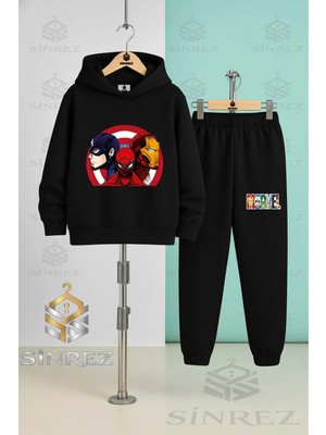 Çocuk Unısex Marvel 3lu Kalkan Icınde Kapşonlu Eşofman Takımı