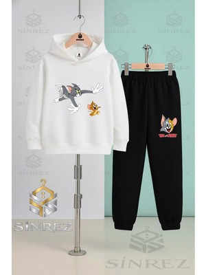 Çocuk Unısex Tom Jery Kovalamaca Kapşonlu Eşofman Takımı