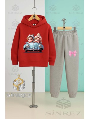 Çocuk Unısex Araba 2lı Kız Sevımlı Kapşonlu Eşofman Takımı