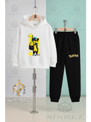 Çocuk Unısex Pıkhacu Cantalı Sarı Fon Kapşonlu Eşofman Takımı