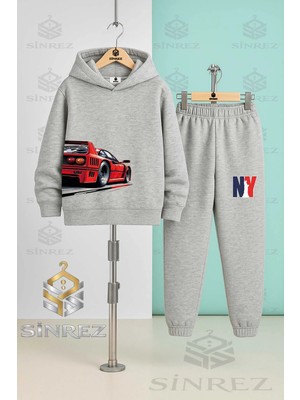 Çocuk Unısexaraba Kırmızı Sag Yan Kapşonlu Eşofman Takımı