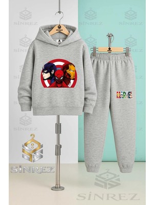 Çocuk Unısex Marvel 3lu Kalkan Icınde Kapşonlu Eşofman Takımı