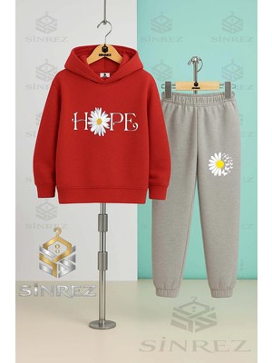 Çocuk Unısex Papatya Hope Klografı Kapşonlu Eşofman Takımı