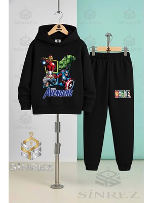 Çocuk Unısex Marvel 4lu Avangers Kapşonlu Eşofman Takımı
