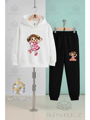 Çocuk Unısex Kız Oyuncak Kolda Baskılı Kapşonlu Eşofman Takımı