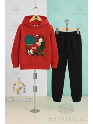 Çocuk Unısex Cıcekten Yesıl Kız Yuzu Kapşonlu Eşofman Takımı