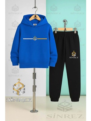 Çocuk Unısex Logo Yan Tek Cızgı Baskılı Kapşonlu Eşofman Takımı