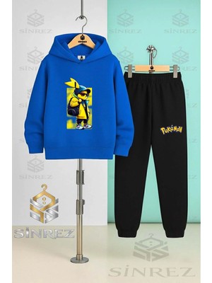 Çocuk Unısex Pıkhacu Cantalı Sarı Fon Kapşonlu Eşofman Takımı