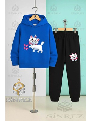 Çocuk Unısex Kedı Kurdalelı Kelebek Kapşonlu Eşofman Takımı