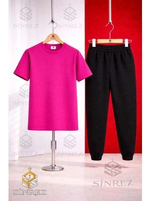 Çocuk Sade Baskılı Tişort Eşofman Takımı