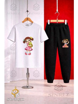 Çocuk Kız Kaplumbaga Kolda Baskılı Tişort Eşofman Takımı