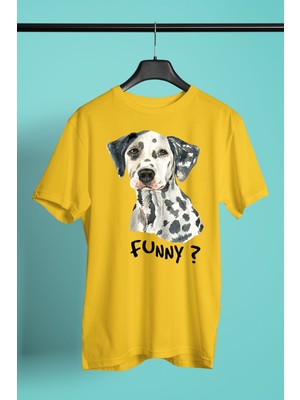 Darkhane Eğlenceli Dalmaçyalı - Baskılı Unisex Sarı Tişört - T-Shirt UT004