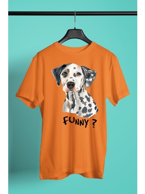 Darkhane Eğlenceli Dalmaçyalı - Baskılı Unisex Turuncu Tişört - T-Shirt UT005