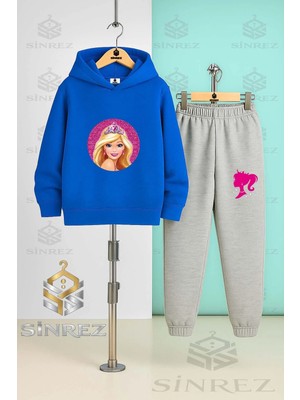Çocuk Unısex Barbıa Daıre Icınde Taclı Kapşonlu Eşofman Takımı